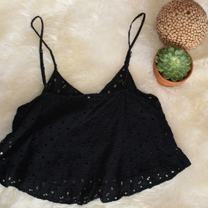 ZARA Festival Flowy Black Crop Top